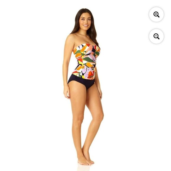 Anne Cole Womens Pink Printed Shirred Beachwear Tankini Swim Top Womens - Picture 9 of 9